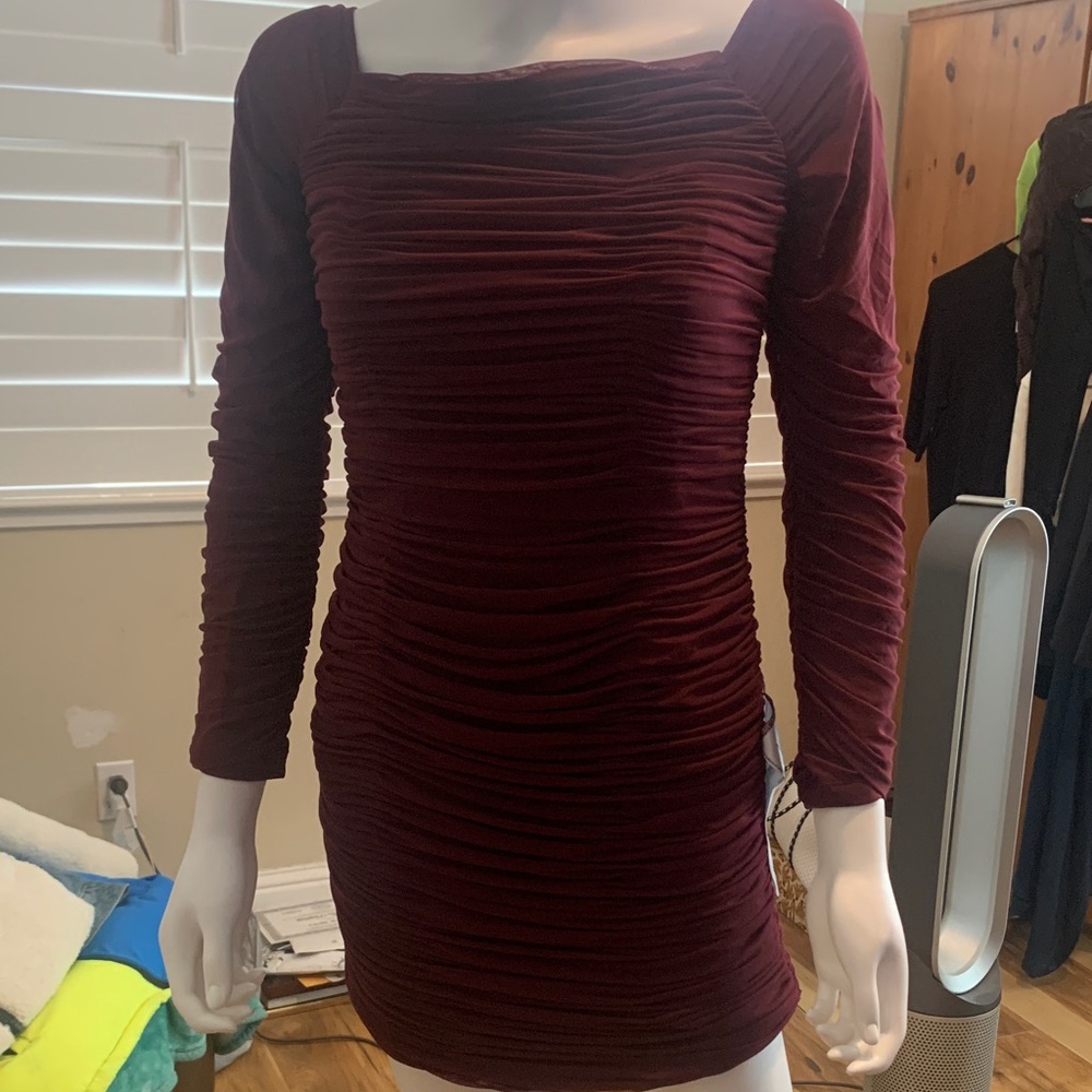 Dress the Population Rich Burgundy Long Sleeve Dress